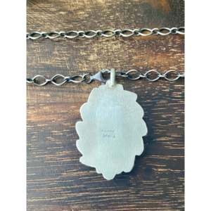 Carico Lake Turquoise Sterling <b>Silver</b> Necklace by Sheila Becenti-Bezel Set Box <b>Chain</b> - Product Image 5