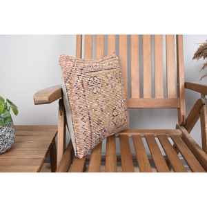 Almohada de lana de retazos Kilim de lujo, diseño rústico de 14x14 pulgadas con patrones de hojas de plantas esponjosas Vintage para sala de estar y cocina - Product Image 2