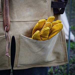 ถุงมือหนังนิรภัยกันความร้อนสีเหลืองถุงมือทนไฟ1คู่จากปากีสถานทนทานสำหรับใช้งานกลางแจ้ง - Product Image 5