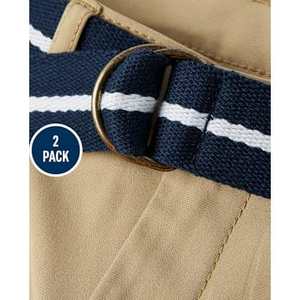 Gymboree Paquete de 2 pantalones cortos chinos de tiro medio clásicos de poliéster 100% de secado rápido para niños Uniformes escolares multicolores - Product Image 2