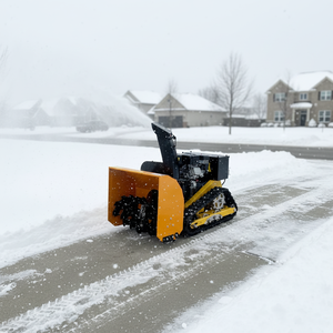 Souffleuse à neige sur chenilles jaune, moteur à essence, démarrage électrique, portable, pour déneigement de voies et allées, garantie 1 an - Product Image 6