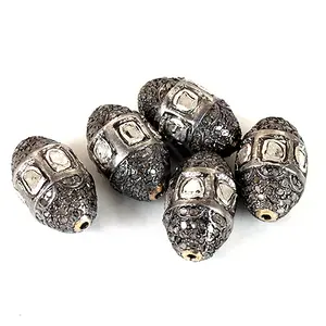 Bijoux en argent perlé plaqué or 18 carats avec accents de diamants, perles d'espacement de 4 mm et 6 mm et fermoirs à crochets pour la création de bijoux DIY - Product Image 2