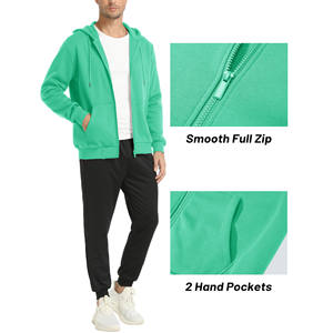 Diseños personalizados de los hombres de algodón con capucha de lana cremallera suéter con capucha bordada patrón sólido primavera y otoño tendencia sudaderas con capucha - Product Image 4