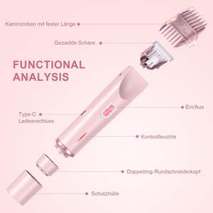 Afeitadora Eléctrica para Mujer con Doble Lámina, Resistente al Agua, Carga USB-C, Cabezal Recortador para Cara, Piernas y Brazos, IPX7 Lavable - Product Image 1