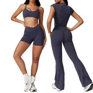 Mallas de 2 piezas con bolsillos de calidad superior para mujer, ropa deportiva para Fitness y Yoga, Sujetador deportivo con hombros inclinados, conjuntos de Fitness para gimnasio - Product Image 3