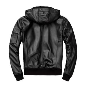 Veste en cuir PU noir pour homme à plusieurs poches avec capuche, coupe ajustée, style moto, fermeture éclair sur le devant et design personnalisé - Product Image 6