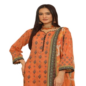 Traje moderno de tres piezas Salwar Kameez para mujer, vestido de Panjabi paquistaní bordado en el césped de algodón diseñado por Bin Hameed Vol MAYA - Product Image 1