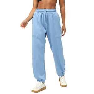 Logotipo personalizado de gran tamaño en blanco Terry mujeres pantalones de chándal holgados Casual señoras Joggers gimnasio pantalones de chándal mujeres deporte Joggers - Product Image 2