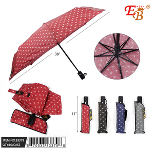 38\" Auto Open Short <b>Automatic</b> <b>Umbrella</b> 60PCS/CS 190t Three-Folding Promotional Rain Protection Umprella - Product Image 1