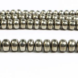 ลูกปัดไพไรต์ธรรมชาติทรงรอนเดลล์ขนาด 9 มม.-10 มม. ลูกปัดไพไรต์ทรงรอนเดลล์สีทองเงาสำหรับทำเครื่องประดับ ความยาว 8 นิ้ว - Product Image 4