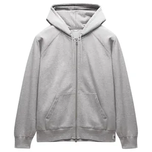 Sudadera con Capucha Gris para Hombre, Cierre de Cremallera, Corte Regular, Color Sólido, Informal, con Bolsillo Delantero, para Otoño 2027 - Product Image 1