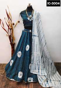 ชุดเลเฮนกาโชลีผ้าไหมชานเดรีพิมพ์ลายบาติกสไตล์อินเดียสำหรับงานแต่งงาน พร้อมขอบลูกไม้และผ้าด้านในสำหรับงานปาร์ตี้ - Product Image 6