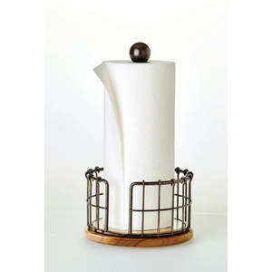 Porte-serviettes de haute qualité couleur noire avec Base en bois dessus de Table Design moderne papier fer en bois rond pour ustensiles de cuisine 2025 - Product Image 2