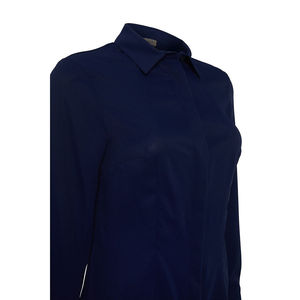 Blusa de Popelina con Cuello Alto para Mujer, Corte Entallado, Estampado, para Oficina, Cuatro Estaciones - Product Image 2