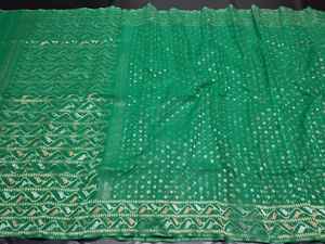 Exclusivo de calidad de exportación Deshi Dhakai Jamdani Sharee para mujer JAMDANI FABRIC Blue RED GREEN Golden Sky Blue de Bangladesh - Product Image 6