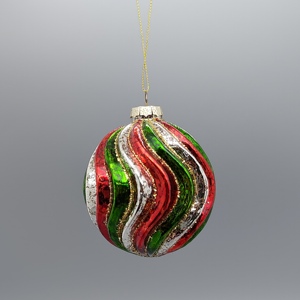 แก้วสีเขียวแบบหมุนวนสีแดงสำหรับประดับเทศกาลคริสต์มาสเทคนิคการพิมพ์เลื่อมสีโลหะตกแต่งด้วยเม็ดกลมรูปต้นไม้ - Product Image 4