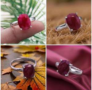 Bague de déclaration pour femme de style classique faite à la main en argent sterling 925 rouge rubis pierres précieuses réglage de la lunette pour les fêtes anniversaires - Product Image 4