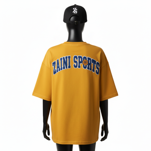 เสื้อยืดทรงบ็อกซี่สำหรับผู้หญิง ผ้าคอตตอนเจอร์ซีย์พรีเมียม 180 GSM ทรงบ็อกซี่ สีมัสตาร์ด ปักลายโลโก้ตามสั่ง เสื้อยืดผ้าฝ้ายสำหรับผู้หญิง - Product Image 2