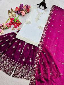 Presentando un nuevo conjunto de top, pantalón palazzo y dupatta con diseño de lentejuelas para fiestas. - Product Image 6