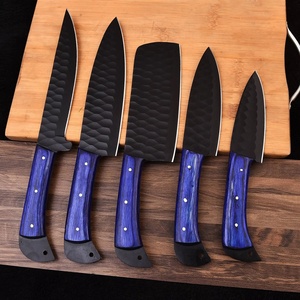 Jexmoo Professional Lot de 5 couteaux de chef en acier au carbone faits à la main avec manche en bois couteaux de cuisine personnalisés pour chefs et cuisiniers - Product Image 1