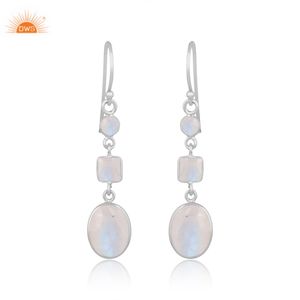 925 เงินสเตอร์ลิงประกายสายรุ้งมูนสโตนห้อยต่างหูเครื่องประดับสําหรับของขวัญผู้หญิงสําหรับเครื่องประดับที่กําหนดเองผู้ผลิต - Product Image 1