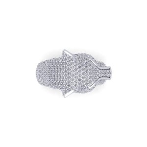 Bague Cocktail Tête d'Animal SHREYA DIAM en Or Blanc et Argent 925, Perle d'Eau Douce, Moissanite, Sertissage Pavé Glacé, Design de Luxe Unisexe - Product Image 5