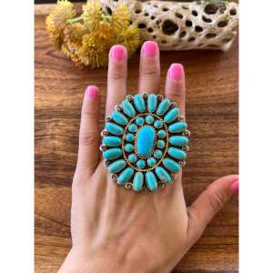 แหวนเงินแท้ประดับเทอร์ควอยซ์คิงแมนทรงลูกแพร์ งานแฮนด์เมด ขนาด 11 - Product Image 2