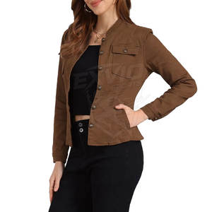 ออกแบบโลโก้เอง เสื้อแจ็คเก็ตยีนส์ผู้หญิง ขายส่ง เสื้อแจ็คเก็ตยีนส์ผู้หญิงระบายอากาศ มีสินค้าในสต็อก - Product Image 3