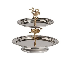Nouvel an fête décoration argent Antique finition métal gâteau support Offre Spéciale à un niveau nourriture Dessert servant gâteau support - Product Image 2