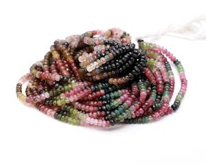 Vente chaude 4-4.5mm Naturel Multi Tourmaline Facettes Rondelle Forme Perles Top Pastèque Tourmaline Bijoux Pierre Perles - Product Image 3
