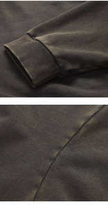 Jersey de punto de peso pesado de algodón 100% de ajuste Regular con capucha hombro caído lavado ácido Vintage otoño bordado con cuentas al por mayor - Product Image 3