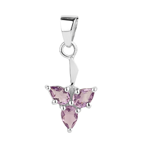 จี้พลอยแอมะทิสต์ธรรมชาติสำหรับผู้หญิงจาก Shah Gems ทำจากเงินแท้ 925 ชุบทองคำสีกุหลาบ พร้อมจี้รูปแบบศาสนา ลวดลายการ์ตูน - Product Image 1