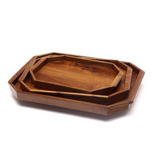 Alimentaire traiteur & présentoir ensemble de plateaux rectangulaires en bois dur repas buffet traiteur plateaux en bois prix le plus bas - Product Image 6