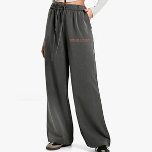 2025 New Arrived 100% Cotton Oversized Wide <b>Leg</b> Sweatpants Custom Embriordery Logo Heavyweight Casual Wear <b>Joggers</b> for <b>women</b> - Product Image 4
