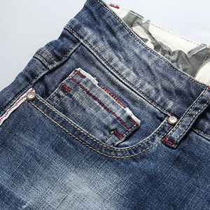 Pantalones cortos de mezclilla de algodón 100% para hombre de diseño superior, Bermudas transpirables, ropa de calle, sudaderas con bolsillos, tela de lana teñida lisa - Product Image 3