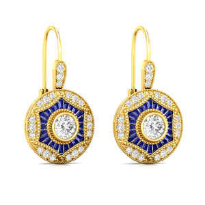 Indian Exporters Sale 14K Gold Plated Metal <b>Earrings</b> 3.53Ct <b>Moissanite</b> Baguette & Round Cut Diamond for Parties Weddings Gifts - Product Image 4