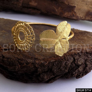 Gold plated Designer Handmade Statement Style Cuff and Bangle handmade premium product <b>for</b> <b>girls</b> indian style SKU5714 - Product Image 4