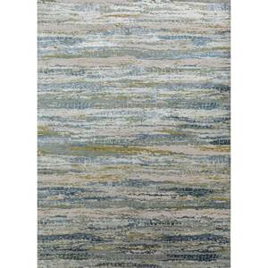 Tapis en laine et soie de bambou noué à la main Kavi gris et noir, design Théorie du Chaos, style bohème, rectangulaire pour la maison, le couloir, modèle Esk-433 - Product Image 1