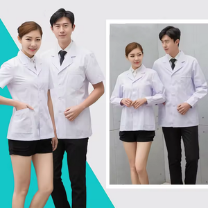 เสื้อโค้ทแลปแขนสั้นสำหรับผู้ชายและผู้หญิงเครื่องแบบโรงพยาบาลปรับแต่งได้ - Product Image 5