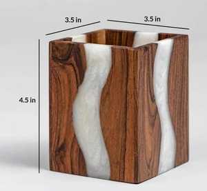 Hot Selling Resin Wood Bone Inlay Pen Holder for <b>Office</b> School or Home Use for Calendar Organizatio - Product Image 2