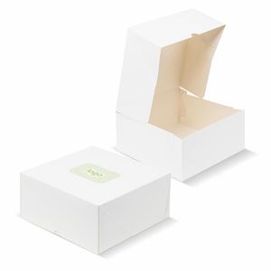 Boîtes à gâteaux personnalisées 1 couleur Mod. SAVOIR 6 Points avec lamination brillante mate et gaufrage - Product Image 1