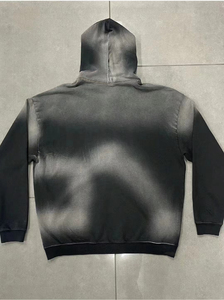 Custom Logo Printed Sweatshirt <b>Black</b> Cotton French Terry Vintage Distressed Acid Wash Oversized Cropped <b>Zip</b> <b>up</b> <b>Hoodies</b> Men - Product Image 5