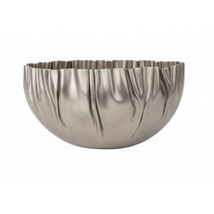 Bol à chocolat décoratif en acier inoxydable argenté de luxe, bord festonné, design ondulé unique, centre de table en métal, bol à bonbons pour la maison - Product Image 1