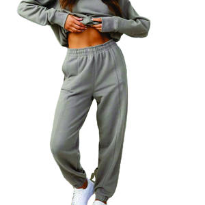 Pantalon Cargo de jogging en molleton de coton peigné de haute qualité pour femmes avec une taille supérieure pour le yoga sportif en hiver de haute qualité - Product Image 3