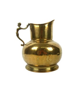Customized Shape and Size Metal Brass Pitcher Shiny Finished Engraved Design Handmade in India for <b>Water</b> Use Wholesale. - Product Image 4