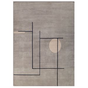 Alfombra de Lana Anudada a Mano Sthir, Gris y Negra, con Patrón Abstracto, Estilo Boho, para Dormitorio, Sala de Estar, AIWL-3010, Rectangular, para Pasillo o Habitación - Product Image 1
