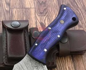 Cuchillo Rastreador Hecho a Mano, Hoja de Acero de Damasco, Cuchillos Rastreadores con Funda de Cuero para Acampar, Cuchillos de Supervivencia - Product Image 6