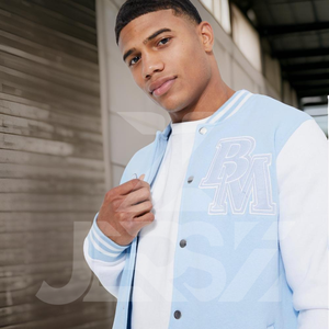 Chaqueta Bomber Deportiva Clásica de Lana para Hombre, Estilo Urbano, Ligera, Teñida, Personalizable, con Cierre de un Solo Botón - Product Image 3