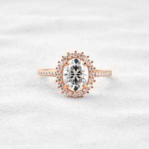 1.50 CT Lab Grown ovale coupe diamant bague de fiançailles décontracté mariage anniversaire cadeau pour les femmes romantique Pav ensemble pour les fêtes - Product Image 2