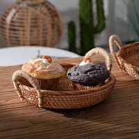Haute qualité grand bohème tissé à la main rotin plateau naturel tissé panier de rangement fruits décor à la maison à la main pliable détachable
